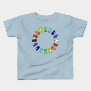 Cute Rainbow Cats Circle Kids T-Shirt